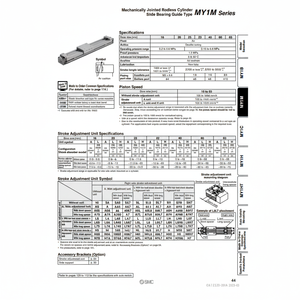 Cilindro sin vástago SMC Pneumatics, cilindros articulados mecánicamente, categoría de producto - Product Image 1