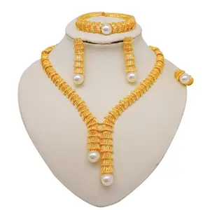 Jachon 24k gold Earrings Necklace Bracelet Accessories wedding dubai bridal Jewelry Set wholesale bridal jewelry sets in mumbai