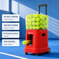 Machine à balles de tennis pliable sans fil, capacité 90 balles, contrôle par application, service de volley à point fixe, entraînement en extérieur