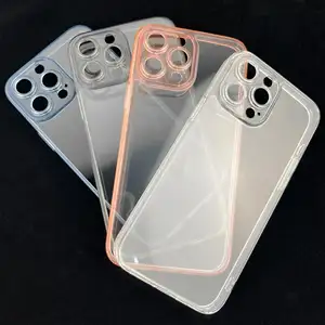 Phone Cover for iPhone 14 13 Pro Max Anti-drop Soft Electroplating TPU+PC Phone Case with Camera Lens protector