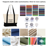 Tas Tote Kanvas Blok Warna Langsung dari Pabrik dengan Logo Kustom, Banyak Kantong, Kapasitas Besar untuk Kerja, Belanja, Hadiah, dan Penggunaan Sehari-hari