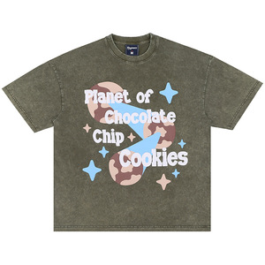 T-Shirt pour hommes, vente en gros, haute qualité, écran en soie, mode rue, dessin animé, <span class=keywords><strong>planète</strong></span>, Alphabet imprimé, T-Shirt lourd - Product Image 1