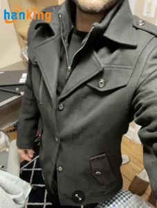 Manteau d'affaires pour hommes Vintage Double col solide vestes en laine automne/hiver décontracté à manches longues veste chaude vêtements d'extérieur Streetwear - Product Image 6