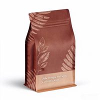 Sachet de café en film polyester imprimé coloré avec valve, refermable à fermeture éclair, pochette verticale pour la vente en gros et au détail