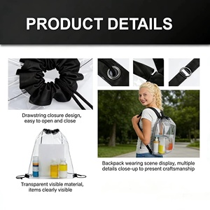 Zaino con Coulisse Personalizzabile con Logo, in PVC Trasparente Colorato, Borsa Sportiva da Palestra Riciclabile con Cordoncini - Product Image 6