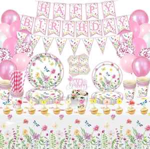 Factory Direct Girl Outer Space <b>Birthday</b> Party Supplies Pink Galaxy Dinnerware Set with <b>Table</b> Covers and <b>Birthday</b> Banner - Product Image 2