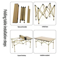Table de camping pliante légère en gros avec filet de rangement sous la table pour pique-nique et barbecue en extérieur