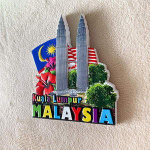 Objetos decorativos modernos Custom Machine Pintado Resina 3d Turista Malásia Kuala Lumpur Lembrança Ímã De Geladeira - Product Image 5