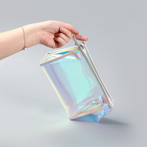 Bolsas DE ASEO cosméticas con cremallera de plástico láser, bolsa de maquillaje de viaje impermeable transparente, estuche para lápices - Product Image 3