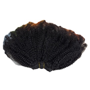 Venta al por mayor 10A Grado Natural Negro <span class=keywords><strong>Remy</strong></span> Cabello Cutícula Alineada Trama Doble <span class=keywords><strong>Afro</strong></span> Rizado Paquetes Humanos - Product Image 1