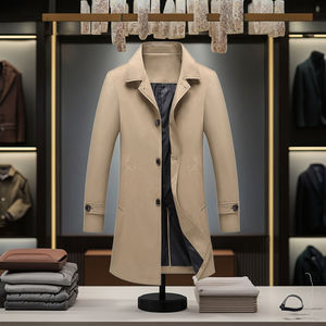 Cappotto Lungo da <span class=keywords><strong>Uomo</strong></span> 2021, Stile Business Casual, Slim Fit, <span class=keywords><strong>Impermeabile</strong></span>, con Decorazione a Bottoni, 100% Poliestere, per Primavera e Autunno - Product Image 2