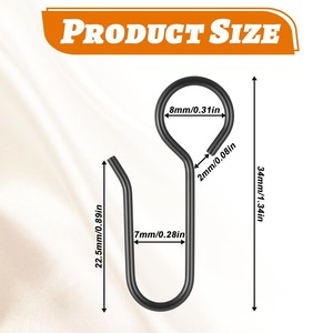 Cross-Border Direct Supply Solid Pattern 201 Stainless Steel <strong>Black</strong> Metal Curtain <strong>Hooks</strong> with Wire Ceiling Track Hanging System - Product Image 2