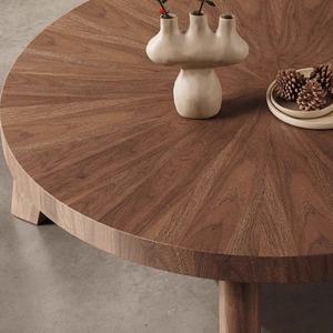 Nouvelle Cave Pierre <span class=keywords><strong>Table</strong></span> Basse Combinaison Moderne Style Ancien Salon Placage De Noyer <span class=keywords><strong>Table</strong></span> Basse Ronde En Bois Massif - Product Image 4