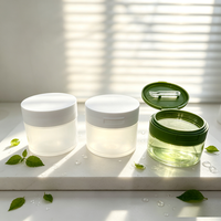 Pot vide en PET translucide vert de 200g avec couvercle à clapet et large ouverture pour crème cosmétique, couleur et logo personnalisés, OEM/ODM, vente en gros