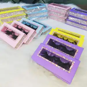 private label eyelash package lashbox packaging rhinestone eyelash box lovely 100% mink eyelashes packaging box OEM
