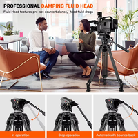Trépied professionnel en aluminium pour tournage de films avec tête fluide amortissante et sac de transport en nylon