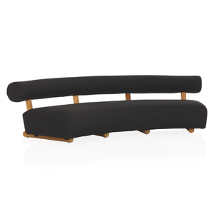 ชุดเฟอร์นิเจอร์ลานบ้านดีไซน์ทันสมัย โค้งมน ทำจากไม้สักสีดำและสีน้ำตาล - Product Image 2