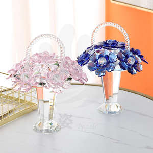 Cesta de flores de cristal <span class=keywords><strong>para</strong></span> sala de estar, dormitorio, mesa, enrejado, mueble de TV, hermosas decoraciones de oficina, artesanías de <span class=keywords><strong>Navidad</strong></span> de cristal - Product Image 4