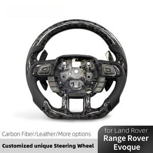 Volant personnalisé en cuir perforé en fibre de carbone forgée noire pour Land <span class=keywords><strong>Rover</strong></span> <span class=keywords><strong>Range</strong></span> <span class=keywords><strong>Rover</strong></span> <span class=keywords><strong>Evoque</strong></span> 2011-2019 - Product Image 2