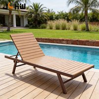Chaise longue de piscine à cadre en aluminium, chaise longue de jardin en bois et métal pour hôtel, complexe hôtelier, piscine, patio – Approvisionnement direct usine