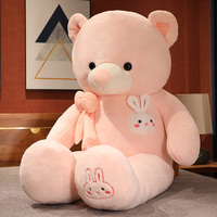 Peluche géante de 80 cm, lapin rose brodé, ours en peluche géant, jouet doux, vente chaude