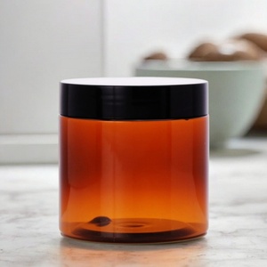 250ml Recycled Amber <b>Plastic</b> Cosmetic <b>Jars</b> with Lids Round Shape Cream <b>Jar</b> Customized Color <b>Plastic</b> Round <b>Jars</b> 8 oz - Product Image 1