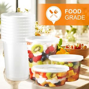 Deli Containers <b>Lids</b> (8Oz/16Oz/32Oz) Airtight <b>Microwaveable</b> Freezer Dishwasher Safe Reusable Plastic Storage - Product Image 4