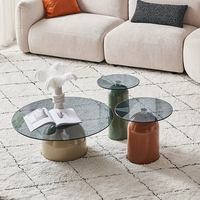 Ensemble de table basse crème moderne haut de gamme Table d'appoint en verre créative de style français pour petits salons pour canapés minimalistes