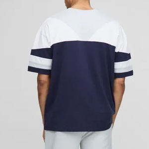 <span class=keywords><strong>Maglietta</strong></span> da uomo bianca <span class=keywords><strong>e</strong></span> Navy Magliette manica corta-Design a blocchi di colore a contrasto con maniche a <span class=keywords><strong>righe</strong></span> vestibilità rilassata in cotone t-shirt - Product Image 2