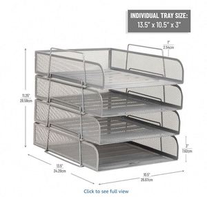 Desktop Tray <b>File</b> Rack Modern Metal Vertical <b>Document</b> <b>File</b> Separation Holder Office 4-Layer Book Letter Paper Shelf - Product Image 4
