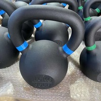 Kettlebell en fonte enduite de peinture avec anneaux de couleur, 31 cm, 4-32 kg, pour entraînement de force et musculation, certifié ISO9001/CE, avec logo personnalisé