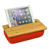Support portable pour ordinateur portable avec tapis de souris et emplacement pour tablette, plateau de lit en bois grainé, support rembourré pour ordinateur portable pour le bureau à domicile