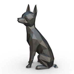 Adorno navideño Min Pin Mini Pin <span class=keywords><strong>Doberman</strong></span> estatuilla fibra de vidrio resina Hormigón Acero inoxidable miniatura Pinscher estatua de jardín - Product Image 1