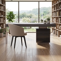 Bureau de direction moderne extensible en acier inoxydable et bois, style minimaliste italien, avec tiroir, pour usage intérieur
