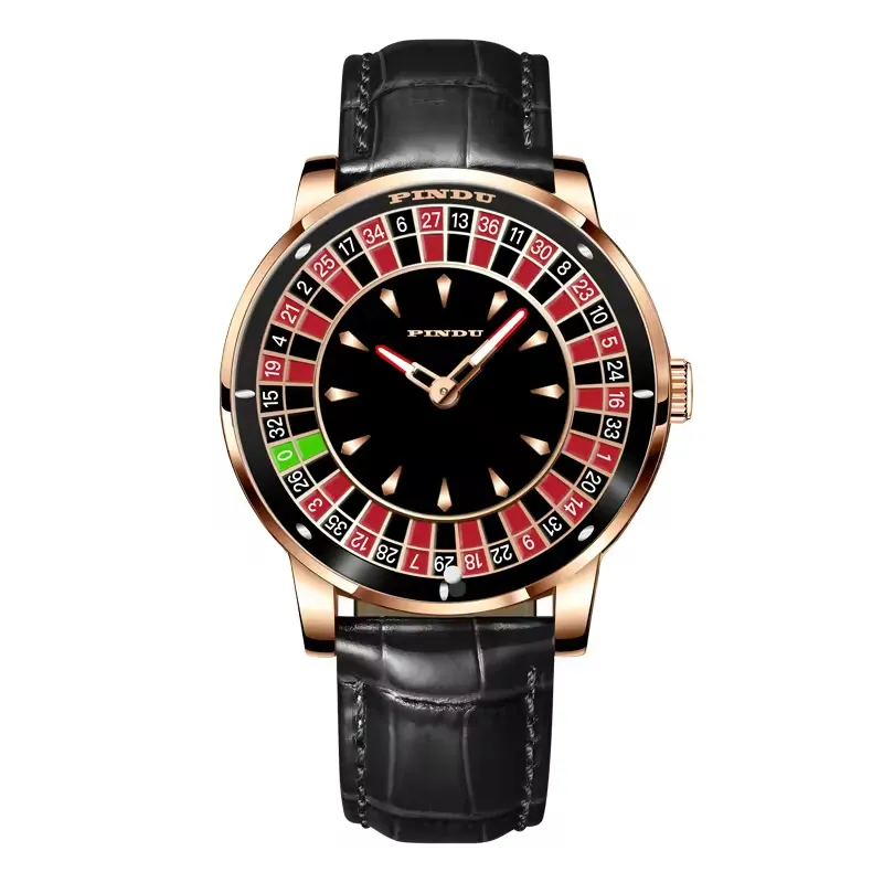 Pindu 6617 relógio de cristal luxuoso com diamantes, disco giratório para jogos, relógio mecânico para homens, mais vendido