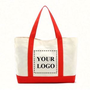 Bolsa de Mano de Lona de Algodón Cuadrada Ecológica al por Mayor con Asas de Cuero Resistentes para el Trabajo o Promociones - Product Image 1