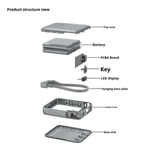 Cargador Portátil Mini Palm Power Bank Plateado con Textura de Fábrica, Cable Desmontable Universal, Carga Rápida PD, Multi-Puerto - Product Image 4