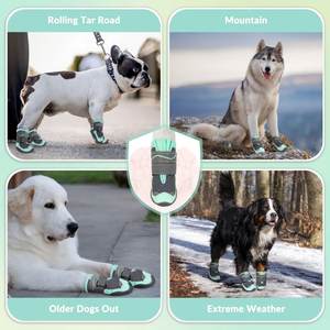 Winter Leder Gummi Hund Fuß abdeckungen Solid Pattern Anti-Rutsch-Haustier Schuhe mit Luxus niedlichen Design wasserdicht und verschleiß fest - Product Image 3