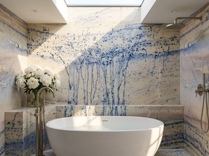 Dalles de marbre bleu <span class=keywords><strong>ciel</strong></span>, pierre naturelle exotique polie moderne, en stock pour projets d'aménagement intérieur de villas de luxe, hôtels et espaces artistiques - Product Image 4