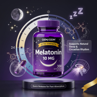 Mélatonine 10mg 5-HTP Extra Forte Libération Rapide 300 Gélules Molles Soutien du Sommeil et de la Mémoire pour Adultes Relaxation Apaisante avant le Coucher OEM