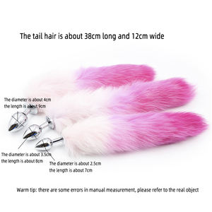 Colore sfumato capelli artificiali plug anale <span class=keywords><strong>coda</strong></span> viola <span class=keywords><strong>rosa</strong></span> merci del sesso coppia in metallo <span class=keywords><strong>coda</strong></span> di volpe - Product Image 5