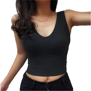 Camisoles rembourrées sans manches décontractées <span class=keywords><strong>Debardeur</strong></span> <span class=keywords><strong>Femme</strong></span> débardeurs respirants pour femmes haut tricoté camisoles pour femmes débardeurs pour femmes - Product Image 3