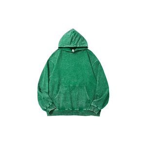 Custom Logo Hoodie Men Oversized Cotton French Terry Washed Hooded Sweatshirt Solid Color Casual Autumn Wear - Product Image 5