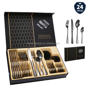 <span class=keywords><strong>Vendita</strong></span> Diretta dalla Fabbrica Set di Posate Classiche <span class=keywords><strong>in</strong></span> Acciaio Inox 18/0 da 24 Pezzi Oro Nero Arcobaleno Cucchiai Forchette Coltelli Sostenibili - Product Image 3
