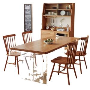 Juego de Mesa de Comedor de Madera Maciza de 4 Piezas con Patas Acrílicas, Rectangular, Estilo Nórdico, Muebles para Comedor - Product Image 5