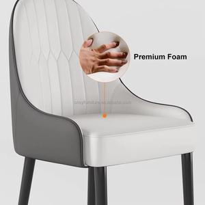 <span class=keywords><strong>Sedie</strong></span> da Pranzo Nordiche Minimaliste <span class=keywords><strong>in</strong></span> <span class=keywords><strong>Legno</strong></span> Massello e Metallo <span class=keywords><strong>con</strong></span> Seduta <span class=keywords><strong>in</strong></span> Pelle Bianca per Cucina, Hotel o Villa - Product Image 5