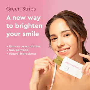 MEANSMILE Super Venta caliente Blanquear los dientes Tiras verdes finas con logotipo para tiras de blanqueamiento dental sensible
