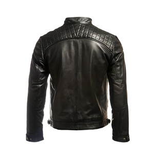 Veste de moto pour homme en cuir véritable imperméable et coupe-vent, matelassée aux épaules, pour l'hiver - Product Image 2