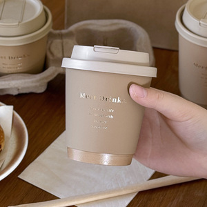 Trendzカスタムロゴ8オンス12オンス16オンスホットコーヒードリンクペーパーカップデザイナーライト高級使い捨て二重壁紙カップふた付き - Product Image 3