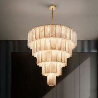 Grand lustre ovale pour salon, escalier, loft, duplex, lampe suspendue en marbre et cuivre